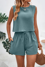 Load image into Gallery viewer, Round Neck Top and Drawstring Shorts Set
