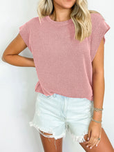 Load image into Gallery viewer, Textured Round Neck Cap Sleeve Blouse
