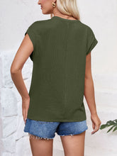 Load image into Gallery viewer, Textured Round Neck Cap Sleeve Blouse
