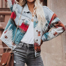 Load image into Gallery viewer, Grange Aztec Denim Jacket
