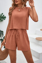 Load image into Gallery viewer, Round Neck Top and Drawstring Shorts Set
