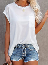 Load image into Gallery viewer, Full Size Round Neck Cap Sleeve T-Shirt
