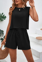 Load image into Gallery viewer, Round Neck Top and Drawstring Shorts Set
