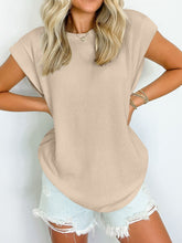 Load image into Gallery viewer, Textured Round Neck Cap Sleeve Blouse
