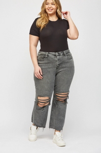 Mica Mia Distressed High Rise Plus Jeans