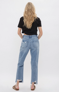 Mica Gavi Super High Rise Distressed Boyfriend Jeans