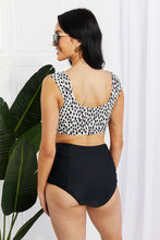 Load image into Gallery viewer, Sanibel Crop Swim Top and Ruched Bottoms Set in Black
