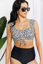 Load image into Gallery viewer, Sanibel Crop Swim Top and Ruched Bottoms Set in Black
